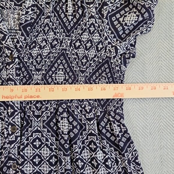 Kate and Sam Midi Dress Navy White Button Up Elastic Waist  Size Medium EUC LN - Picture 9 of 16